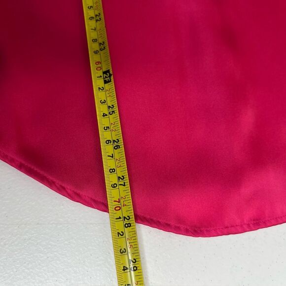 Zara Hot Pink Satin V Neck Long Sleeve Button Front French Cuff Shirt Women XS - Picture 14 of 15
